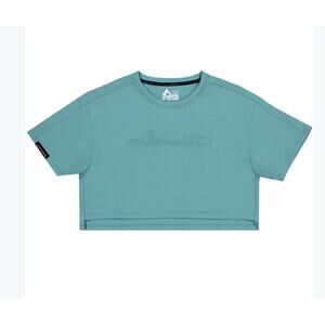 Alphalete Woman’s ELMTS Short Sleeve  Crop Top Teal Blue Size Small